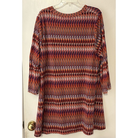 Women's Premise  2XL Top Multi Color Orange Geo Pattern 3/4 Sleeve Point Hem - Picture 12 of 13